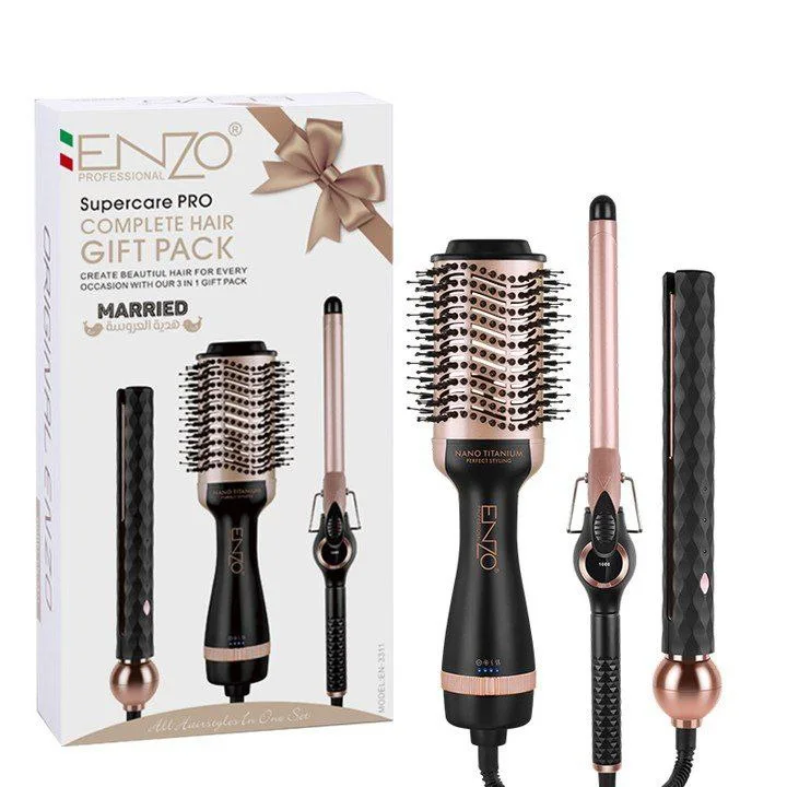 Pack ENZO EN-3311 – Brosse, Lisseur & Boucleur