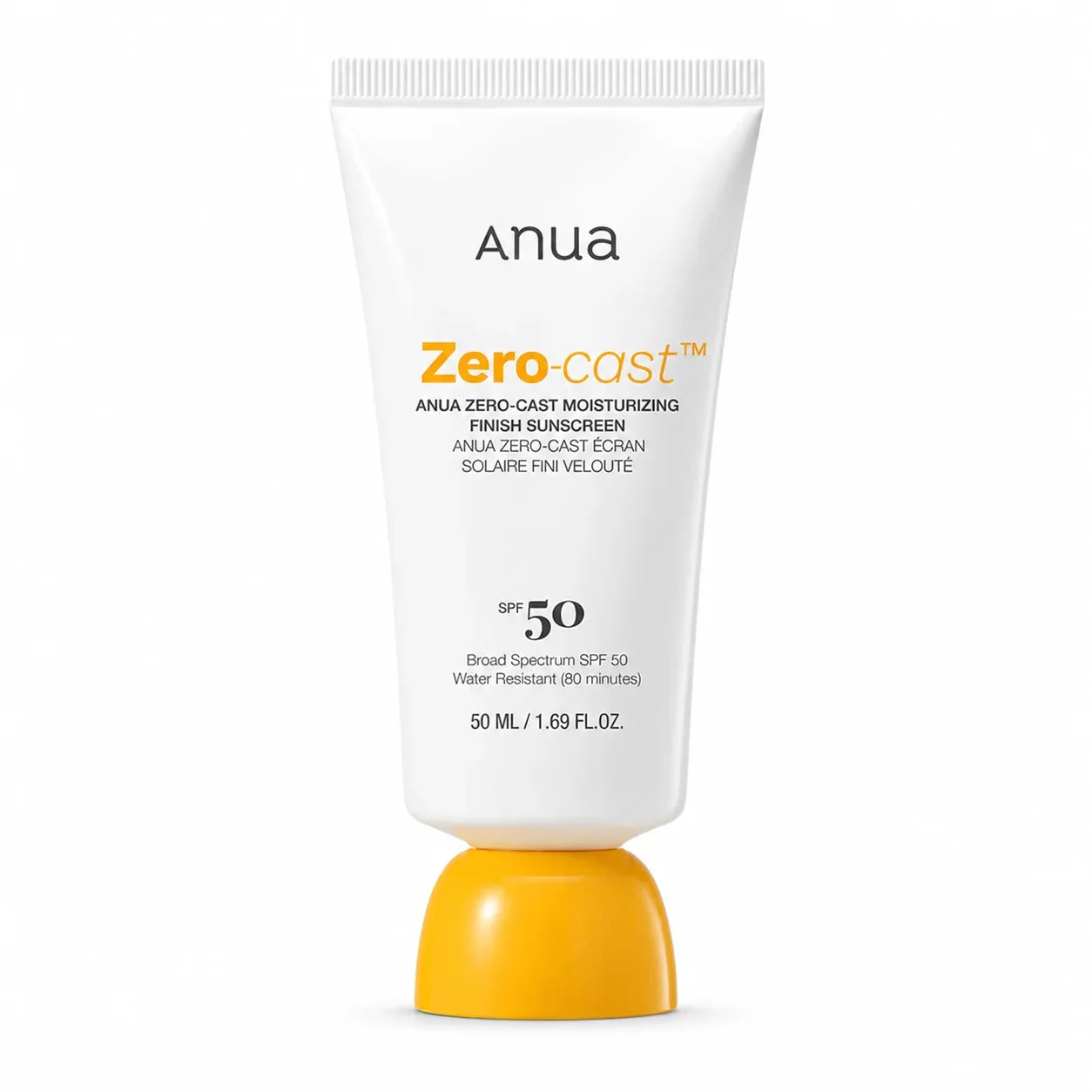 ANUA Zero-Cast Moisturizing Finish - Creme Solaire Hydratante SPF50