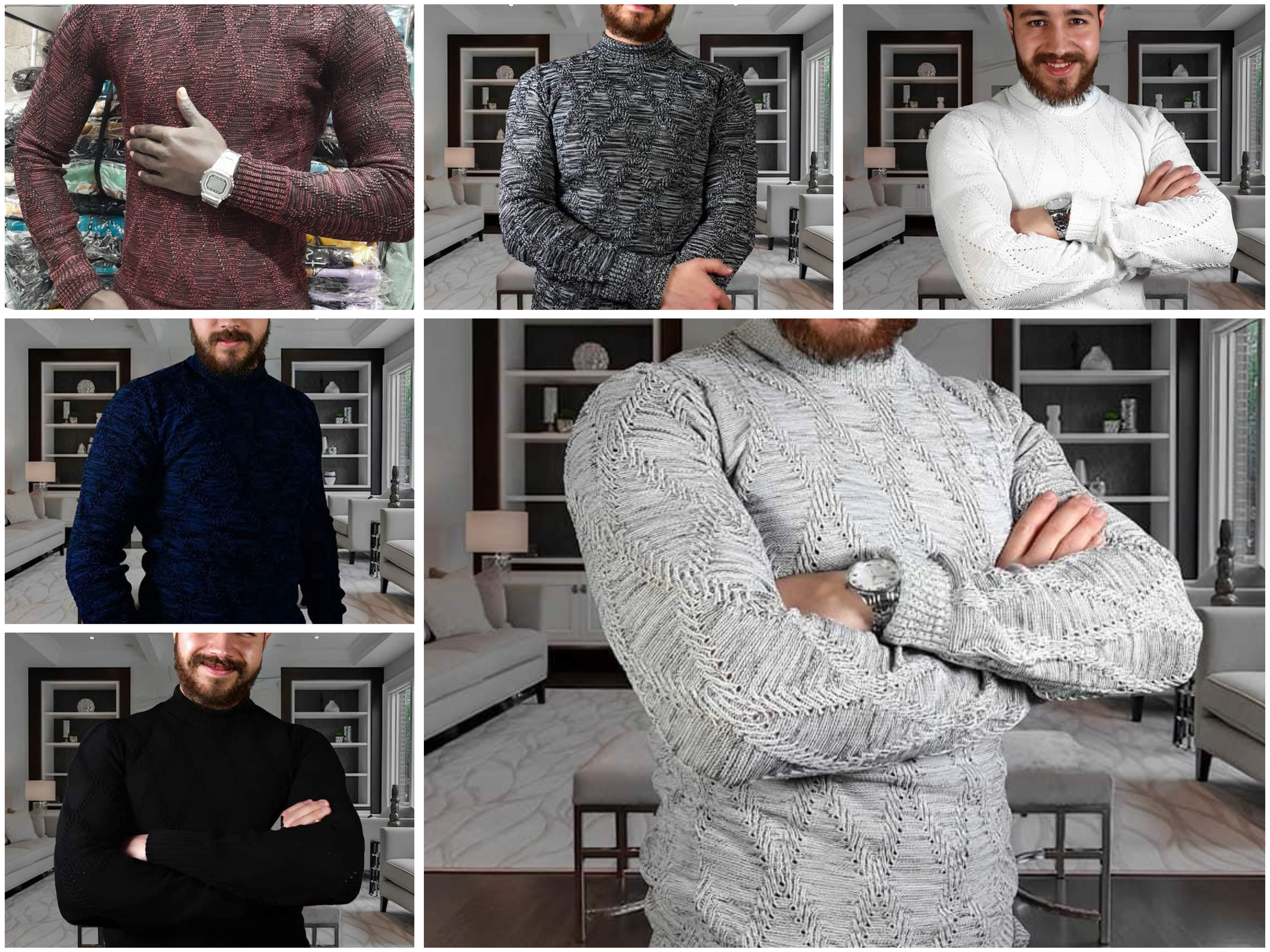 باك 6 تريكوات رجالية عصرية بألوان متنوعة