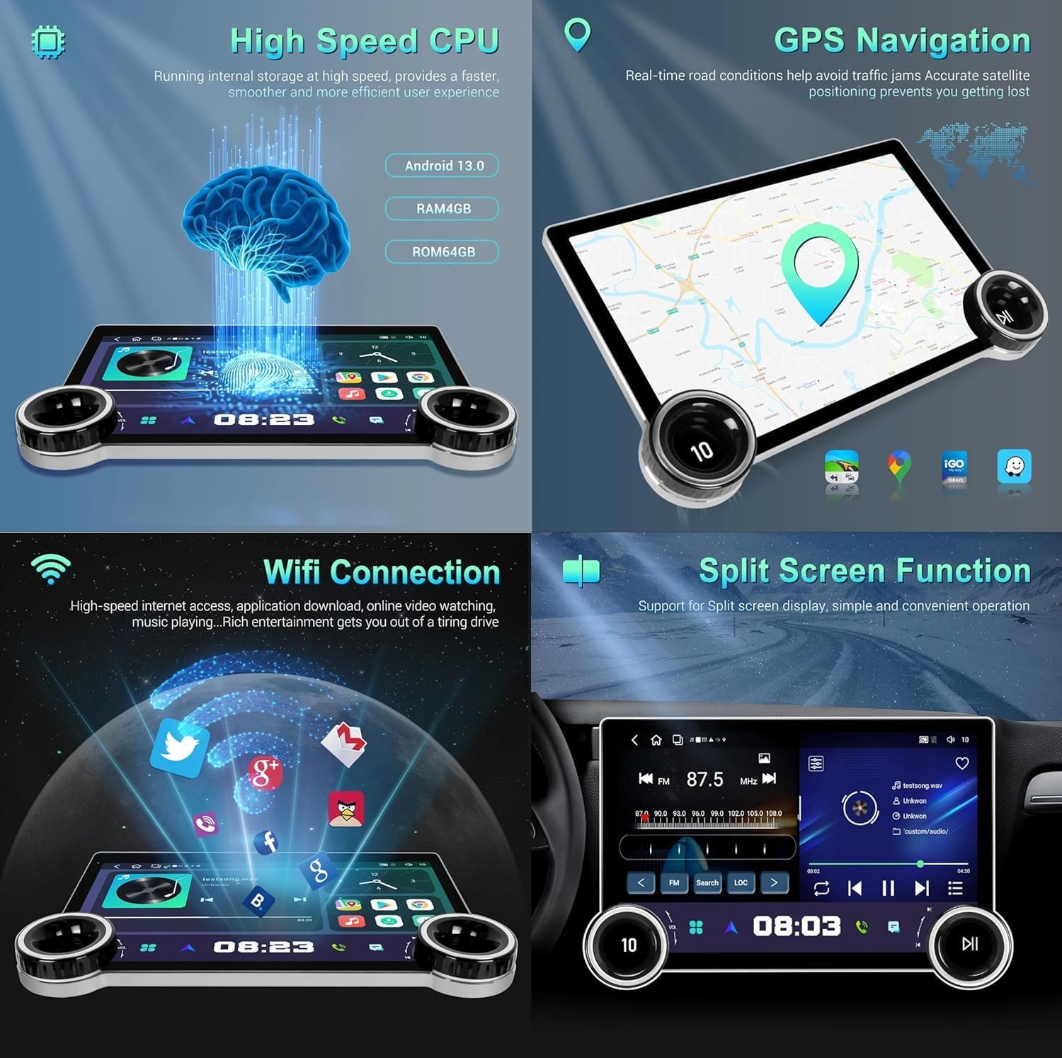 شاشة سمارت كار بلاى و اندرويد للسيارة 10 بوصة 32G/2RAM