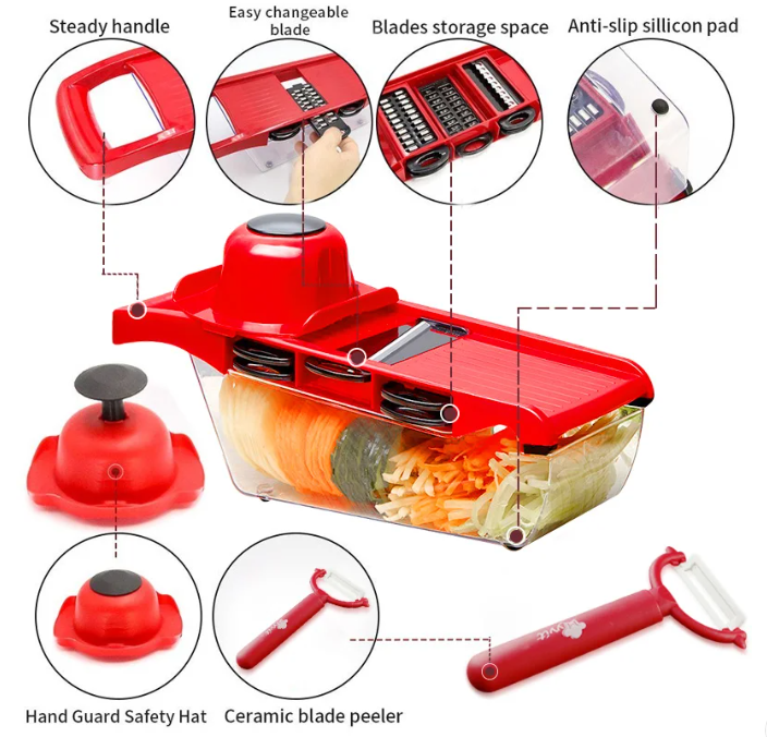 • عرض قطاعة سحرية 6 في 1 + جوانتي التقشير الرهيب