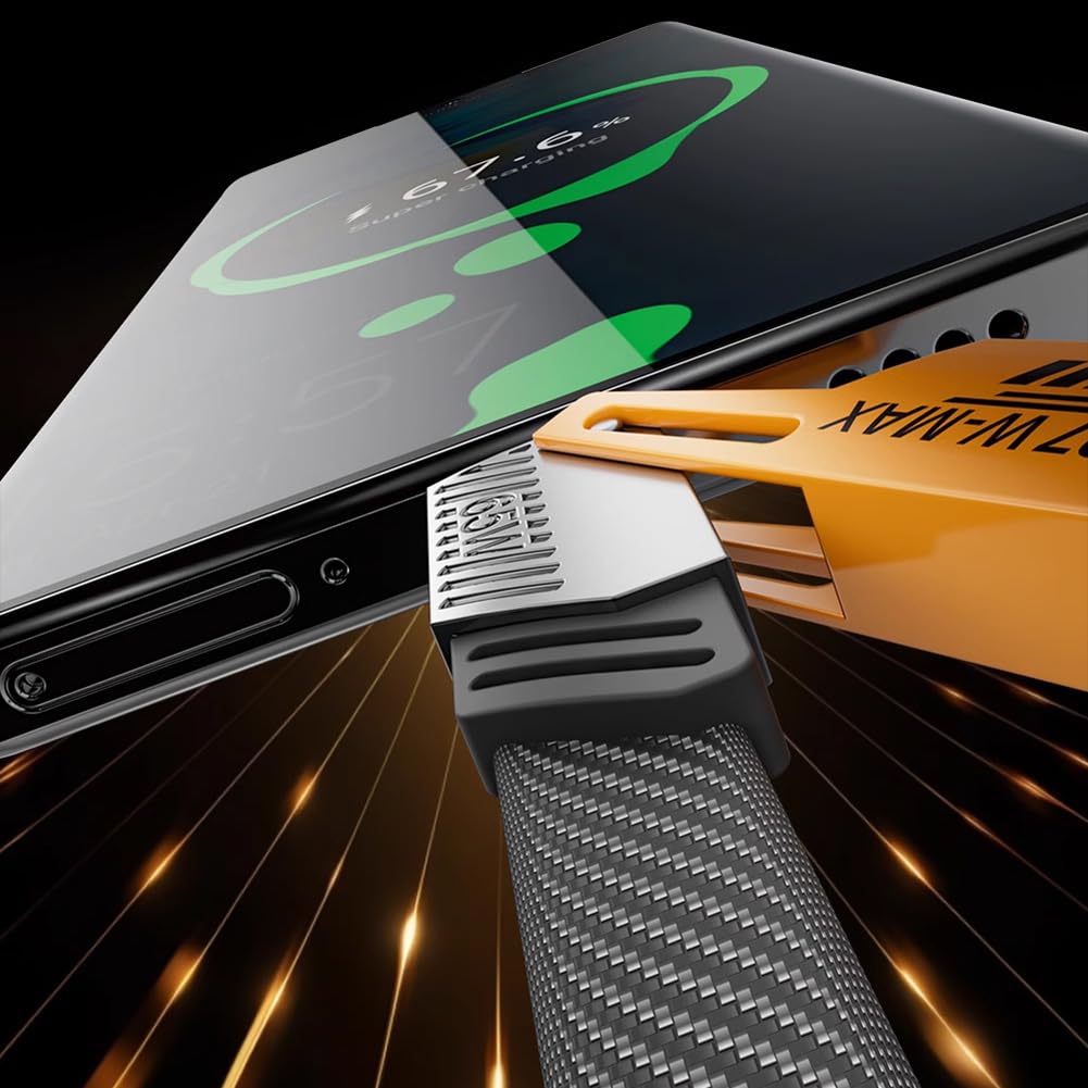 •        كابل شاحن USB متعدد 15 سم، شحن سريع 65 واط 3 في 1  (Lightning, Type-C & Micro USB)