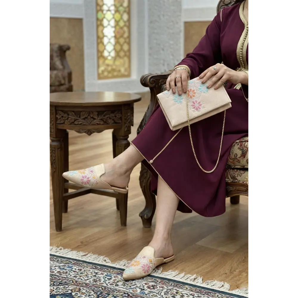 طقم صاك و بلغة بالطرز الرباطي الراقي -  أناقة تقليدية بإطلالة راقية