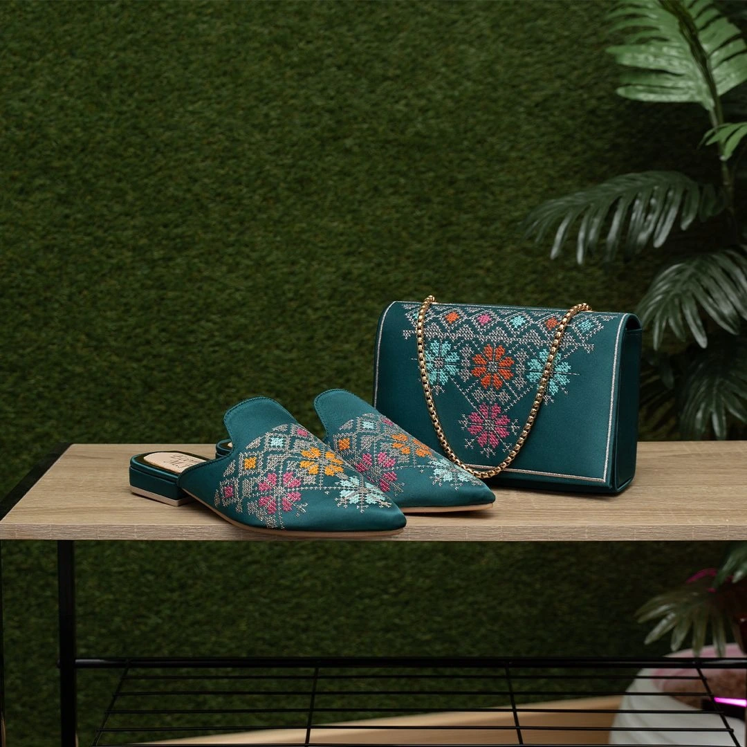 طقم صاك و بلغة بالطرز الرباطي الراقي -  أناقة تقليدية بإطلالة راقية