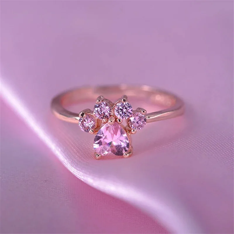 Cute Cat Paw Adjustable Ring