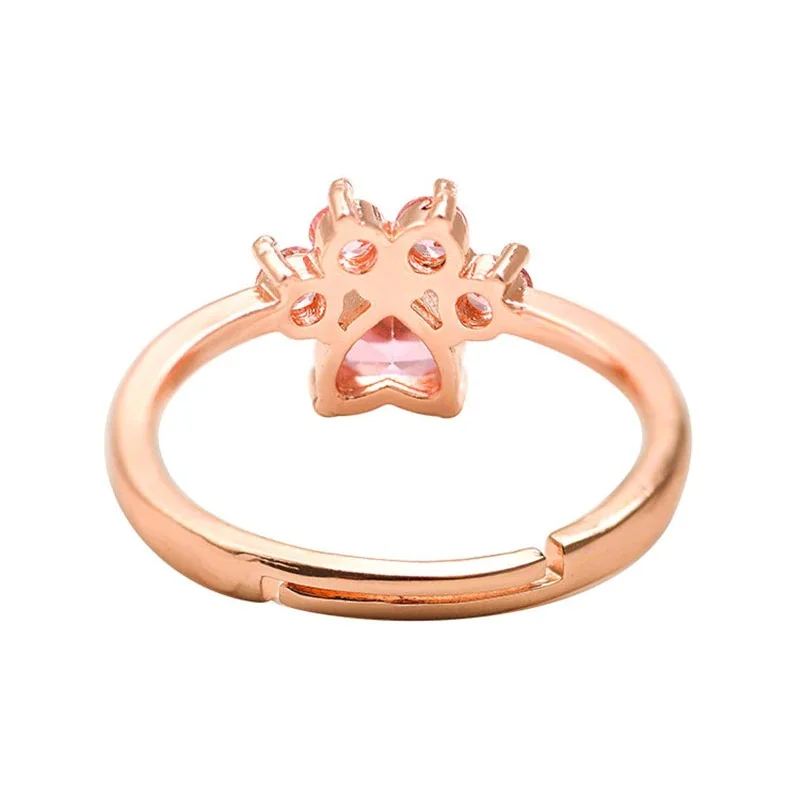 Cute Cat Paw Adjustable Ring