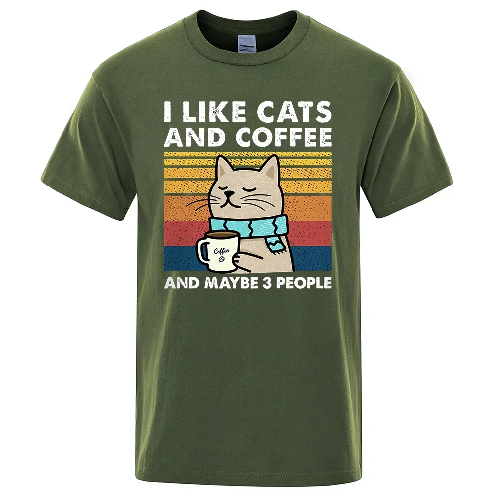 I Like Cats And Coffee T-Shirt For Men
