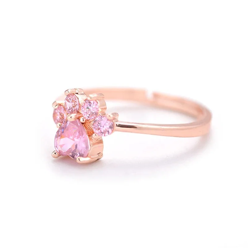 Cute Cat Paw Adjustable Ring