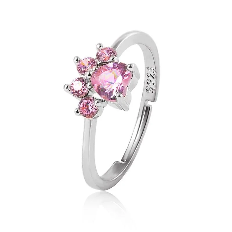Cute Cat Paw Adjustable Ring