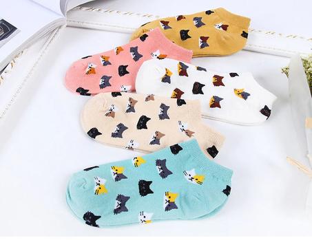 5Pairs Women Cat Socks