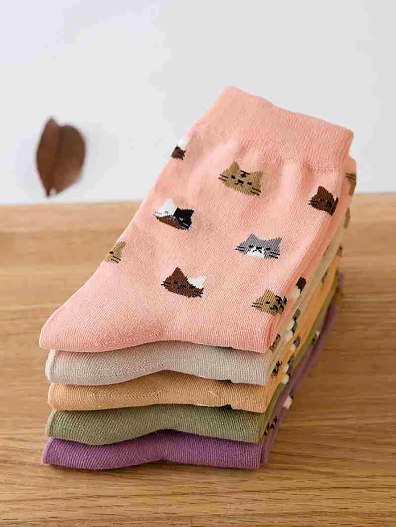 5 Pairs Unique Cat Print  Socks 36-40