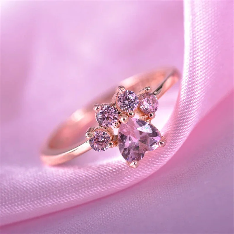 Cute Cat Paw Adjustable Ring
