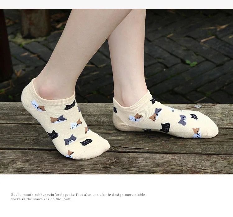 5Pairs Women Cat Socks