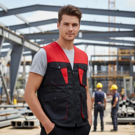 GILET 04 POCHE NOIR-ROUGE