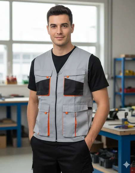 GILET 04 POCHES GRIS CLAIR