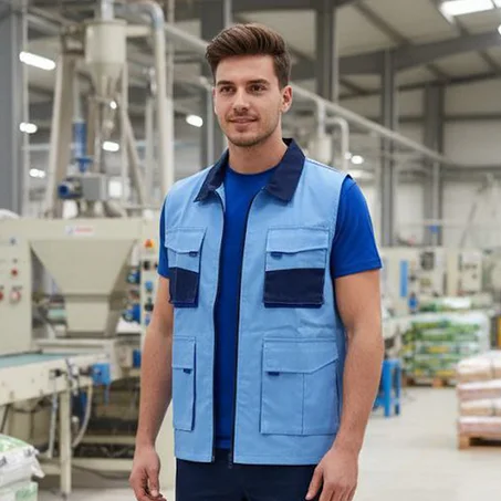 GILET 04 POCHES BLEU CIEL