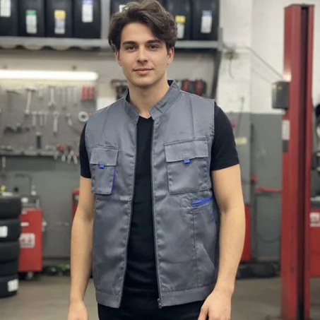 GILET 05 POCHES GRIS-BLEU ROI