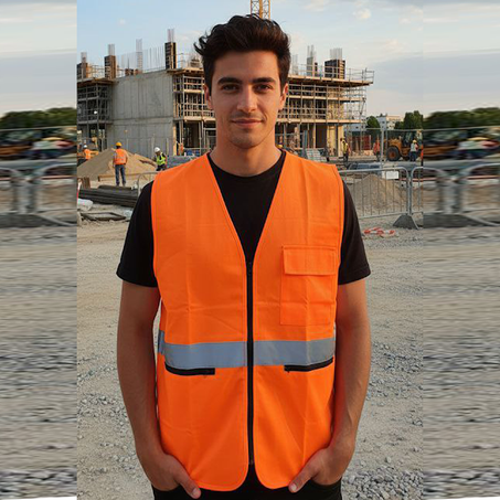 GILET 03 POCHES ORANGE FLUO