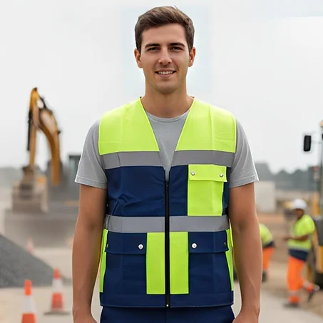 GILET BLEU-JAUNE FLUO