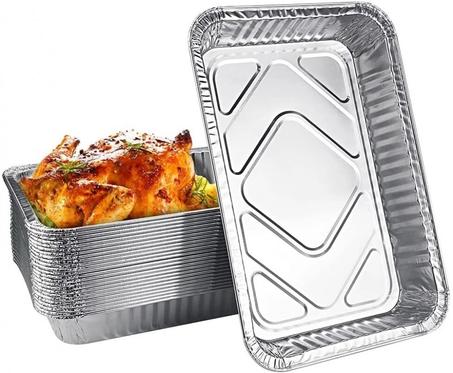 مجموعة (150) عبوات المنيوم مع غطاء للرز والدجاج كبير