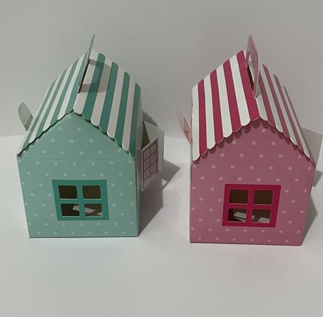 مجموعة (80) شنطة كرتونية لونين بشكل كوخ للوجبات والمدارس الاطفال