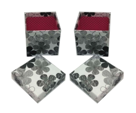 مجموعة (60) علب منقش ورد سميك اسود للجواهر والهدايا