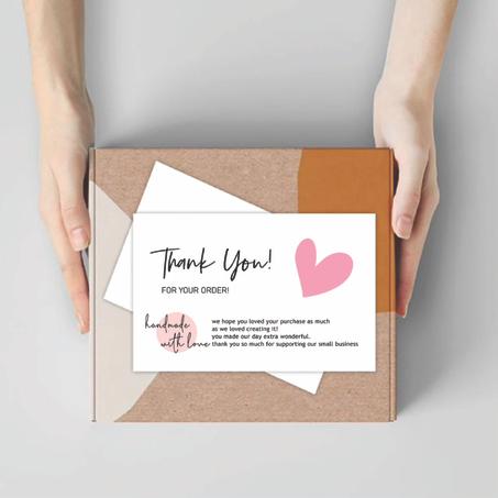 Thank You مجموعة (250) بطاقة شكرا ابيض بقلب