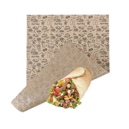 مجموعة (500) ورق زبدة ابيض برسومات لتغليف الساندوتشات