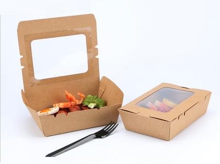 مجموعة (50) علب كرتونية بني وسط بنافذة شفاف