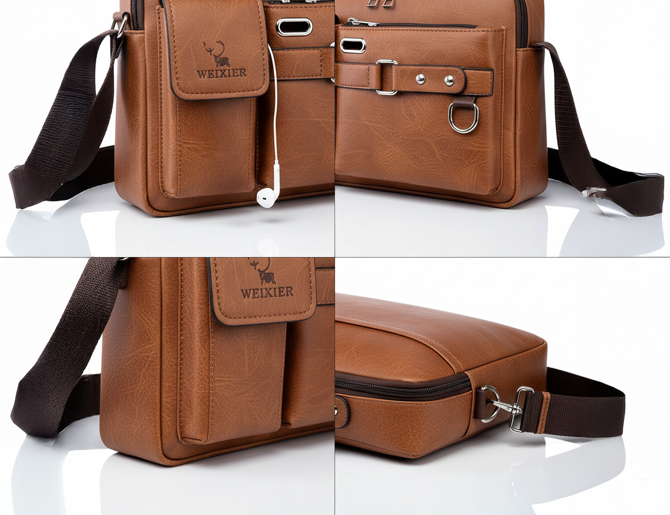 Sac à Bandoulière en Cuir PU Premium pour Hommes