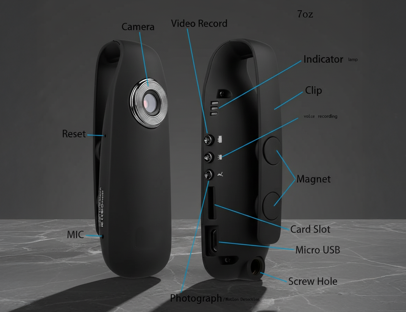 Mini Caméra Portable avec Audio & Enregistrement en Boucle
