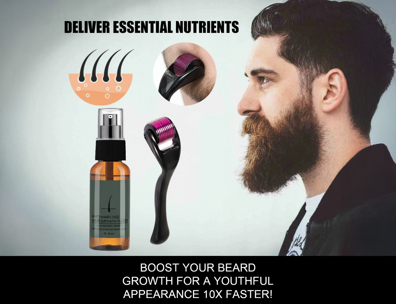 Ensemble Hairmax – Huile & Rouleau de Repousse Barbe & Cheveux