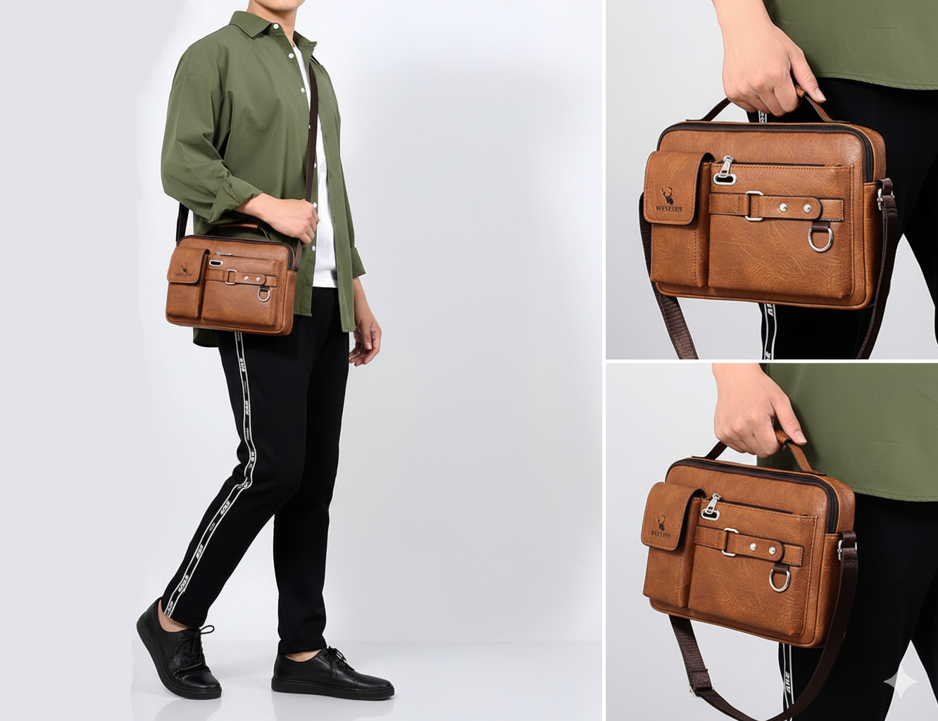 Sac à Bandoulière en Cuir PU Premium pour Hommes