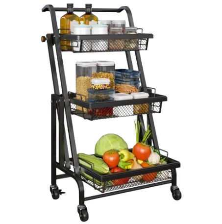 🛒 عربة تنظيم متحركة بثلاث طبقات للمطبخ