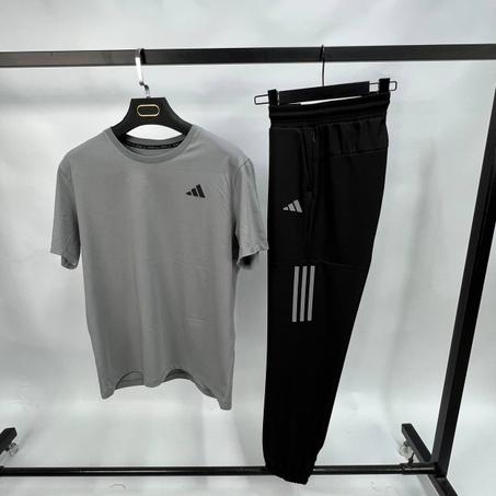 Ensemble Adidas T-shirt Gris Manches Courtes Et Pantalon Jogging 0022