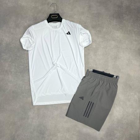 Ensemble Adidas Speed T-Shirt -Blanc Short Gris Foncé