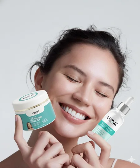 PACK LUXUZ : Poudre blanchissante avec sérum anti-mauvaise haleine offert promo