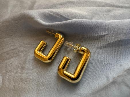 Boucles d'oreilles créoles carrées en forme de U avec cristal brillant
