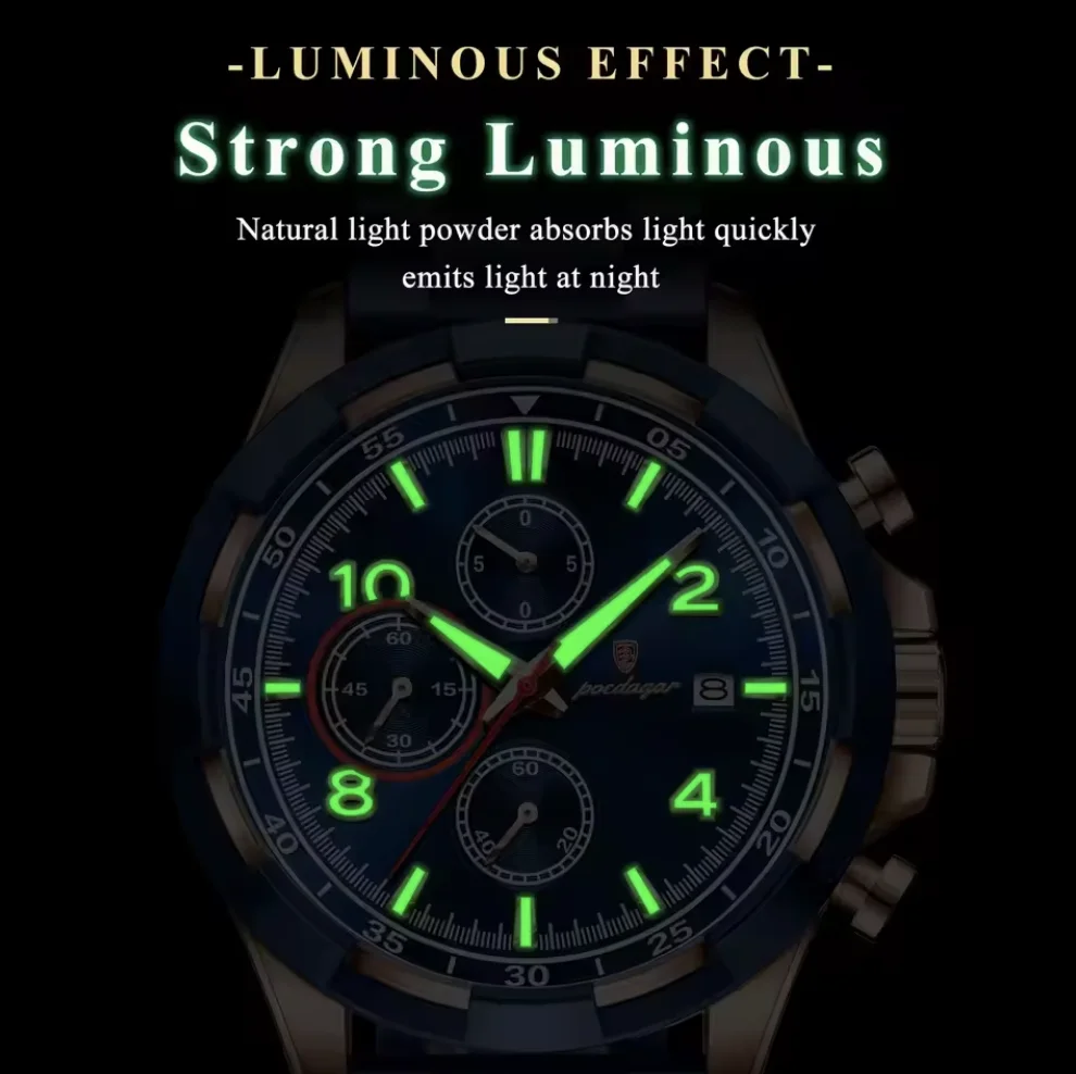 ساعة رجالية فخمة ومقاومة للماء