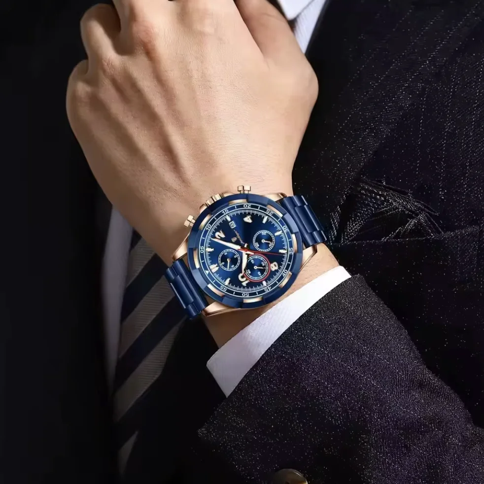 ساعة رجالية فخمة ومقاومة للماء
