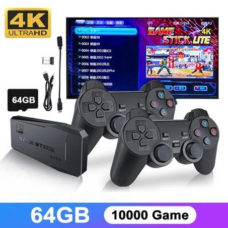 Console de Jeu Vidéo 64G avec 2 Manettes Sans Fil 2.4G 10000+