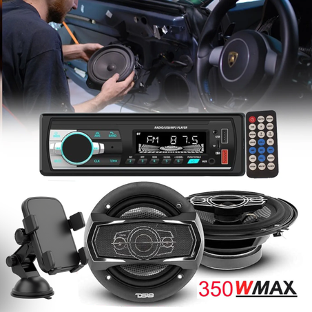 kit post radio Bluetooth + lot de 2 baffles portière avec support offerte