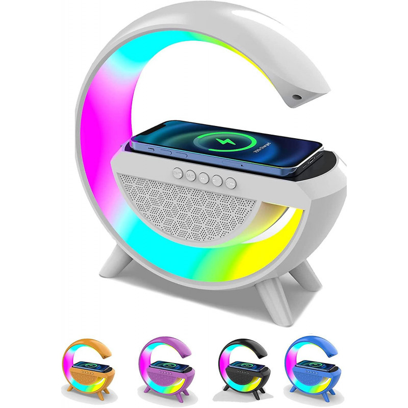 Chargeur sans fil multifonctionnel, veilleuse RVB, haut-parleur Bluetooth, contrôle d