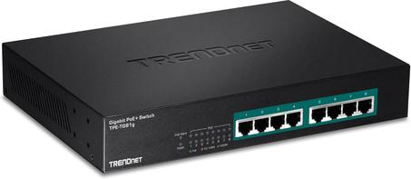TRENDnet Switch Gigabit GREENnet PoE+ de 8 puertos, TPE-TG81g, 8 puertos Gigabit PoE+, montaje en rack, hasta 30 W por puerto con un presupuesto de potencia total de 110 W, conmutador de red 