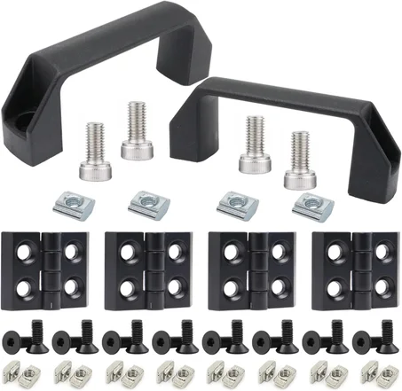 4 Juego de Bisagras 2020 y Manija de Puerta con Ranura en T de Extrusión Serie 20 90mm Perfiles de Aluminio 2020 Bisagras de Bisagras con Tuerca para Perfil Extruido 20/20 Hardware