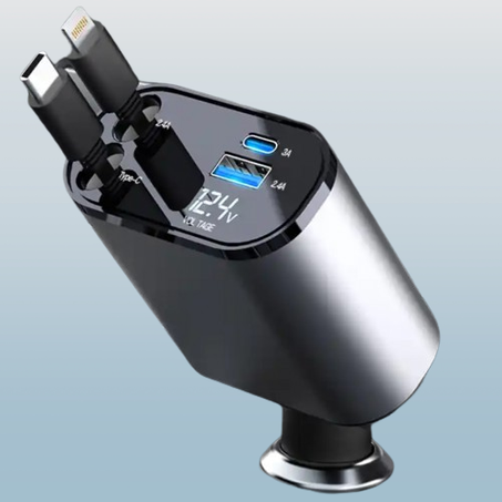 شاحن سيارة سريع مزود بمنافذ شحن متعددة 4 في 1