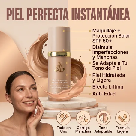 Base de Maquillaje 4 en 1 La única base biomimética que se transforma en tu tono exacto en solo 30 segundos ✨