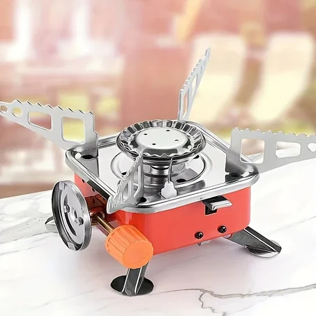 موقد تخييم محمول مقاوم للرياح - من الفولاذ المقاوم للصدأ، تصميم قابل للطي للمغامرات الخارجية، التنزه والنزهات