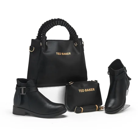 باك Ted Baker الملكي الأنيق  يتكون من حقيبة نسائية أنيقة مع محفظة – جلد صناعي فاخر – متوفر بالأسود والبني والبيج – حقيبة يد وكتف عصرية للمرأة