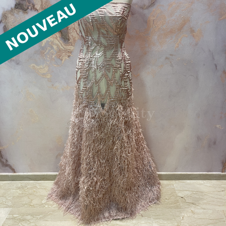 Organza plumes - Feuille du Bananier en Rose